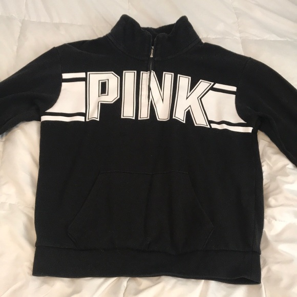 PINK Victoria's Secret Sweaters - Pink Black Quarter Zip Hoodie